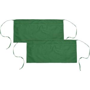imageDALIX Waist Aprons Commercial Restaurant Home Bib Spun Poly Cotton Kitchen 3 Pockets in Dark Green 2 PackDark Green