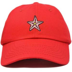 imageDALIX Starfish Cotton Dad Cap Embroidered Baseball HatRed