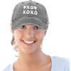 imageHugs Kisses XOXO Hat Womens Embroidered Baseball CapWashed Black