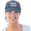 imageHugs Kisses XOXO Hat Womens Embroidered Baseball CapWashed Navy Blue