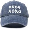 imageHugs Kisses XOXO Hat Womens Embroidered Baseball CapWashed Navy Blue