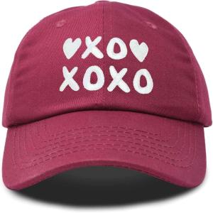 imageHugs Kisses XOXO Hat Womens Embroidered Baseball CapMaroon