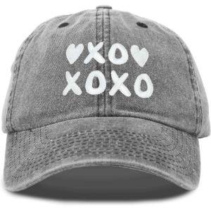 imageHugs Kisses XOXO Hat Womens Embroidered Baseball CapWashed Black