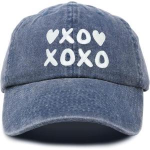 imageHugs Kisses XOXO Hat Womens Embroidered Baseball CapWashed Navy Blue