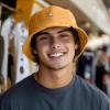 imageDALIX Lil Alien Embroidered Cotton Bucket Hat Cap Outdoor Space Summer MensGolden Cream