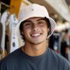 imageDALIX Lil Alien Embroidered Cotton Bucket Hat Cap Outdoor Space Summer MensParchment White