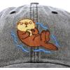 imageDALIX Otter Hat Embroidered Baseball Cap Vintage Cotton Denim Mens WomensBlack