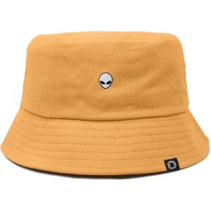 imageDALIX Lil Alien Embroidered Cotton Bucket Hat Cap Outdoor Space Summer MensGolden Cream