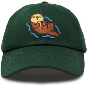 imageDALIX Otter Hat Embroidered Baseball Cap Vintage Cotton Denim Mens WomensDark Green