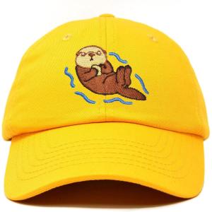 imageDALIX Otter Hat Embroidered Baseball Cap Vintage Cotton Denim Mens WomensGold