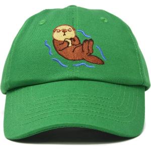 imageDALIX Otter Hat Embroidered Baseball Cap Vintage Cotton Denim Mens WomensKelly Green