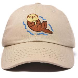 imageDALIX Otter Hat Embroidered Baseball Cap Vintage Cotton Denim Mens WomensKhaki