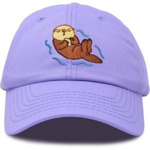 imageDALIX Otter Hat Embroidered Baseball Cap Vintage Cotton Denim Mens WomensLavender