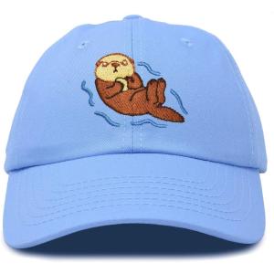 imageDALIX Otter Hat Embroidered Baseball Cap Vintage Cotton Denim Mens WomensLight Blue