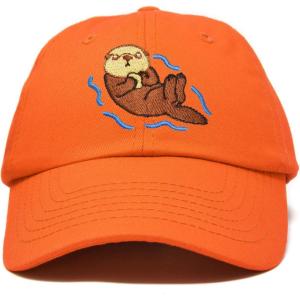 imageDALIX Otter Hat Embroidered Baseball Cap Vintage Cotton Denim Mens WomensOrange