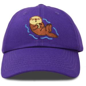 imageDALIX Otter Hat Embroidered Baseball Cap Vintage Cotton Denim Mens WomensPurple