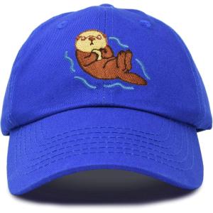 imageDALIX Otter Hat Embroidered Baseball Cap Vintage Cotton Denim Mens WomensRoyal Blue