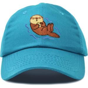 imageDALIX Otter Hat Embroidered Baseball Cap Vintage Cotton Denim Mens WomensTeal