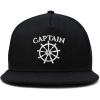 imageDALIX Captain Snapback Flat Bill Baseball Hat Embroidered Cap MensBlack
