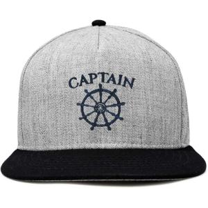 imageDALIX Captain Snapback Flat Bill Baseball Hat Embroidered Cap MensBlack Light Gray
