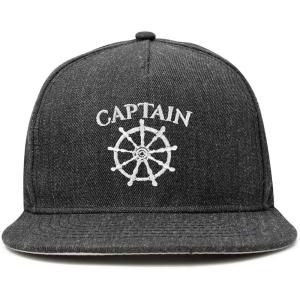 imageDALIX Captain Snapback Flat Bill Baseball Hat Embroidered Cap MensDark Gray