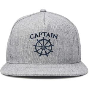 imageDALIX Captain Snapback Flat Bill Baseball Hat Embroidered Cap MensLight Gray