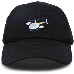 imageDALIX Helicopter Embroidered Dad Cap Cotton Baseball Hat MensBlack