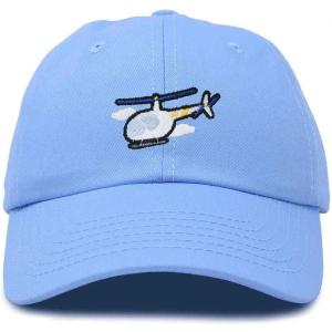 imageDALIX Helicopter Embroidered Dad Cap Cotton Baseball Hat MensLight Blue