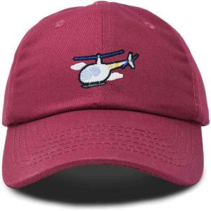 imageDALIX Helicopter Embroidered Dad Cap Cotton Baseball Hat MensMaroon