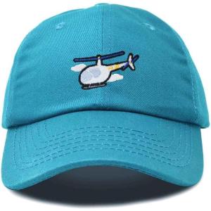 imageDALIX Helicopter Embroidered Dad Cap Cotton Baseball Hat MensTeal