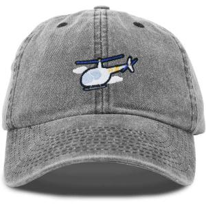 imageDALIX Helicopter Embroidered Dad Cap Cotton Baseball Hat MensWashed Black