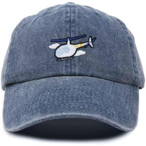 imageDALIX Helicopter Embroidered Dad Cap Cotton Baseball Hat MensWashed Navy
