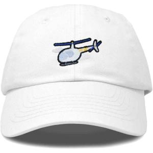 imageDALIX Helicopter Embroidered Dad Cap Cotton Baseball Hat MensWhite