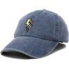 imageDALIX Lightning Embroidered Bolt Dad Hat Cotton Baseball Cap Adjustable MensWashed Navy Blue