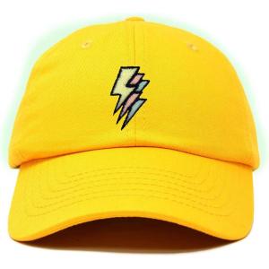 imageDALIX Lightning Embroidered Bolt Dad Hat Cotton Baseball Cap Adjustable MensGold