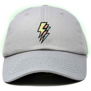 imageDALIX Lightning Embroidered Bolt Dad Hat Cotton Baseball Cap Adjustable MensGray