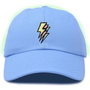 imageDALIX Lightning Embroidered Bolt Dad Hat Cotton Baseball Cap Adjustable MensLight Blue