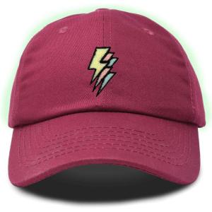 imageDALIX Lightning Embroidered Bolt Dad Hat Cotton Baseball Cap Adjustable MensMaroon