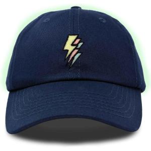 imageDALIX Lightning Embroidered Bolt Dad Hat Cotton Baseball Cap Adjustable MensNavy Blue