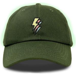 imageDALIX Lightning Embroidered Bolt Dad Hat Cotton Baseball Cap Adjustable MensOlive