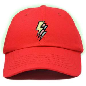 imageDALIX Lightning Embroidered Bolt Dad Hat Cotton Baseball Cap Adjustable MensRed