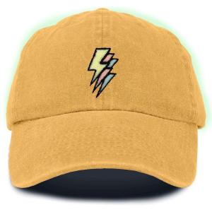 imageDALIX Lightning Embroidered Bolt Dad Hat Cotton Baseball Cap Adjustable MensWashed Gold