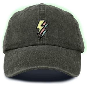 imageDALIX Lightning Embroidered Bolt Dad Hat Cotton Baseball Cap Adjustable MensWashed Gray