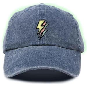 imageDALIX Lightning Embroidered Bolt Dad Hat Cotton Baseball Cap Adjustable MensWashed Navy Blue