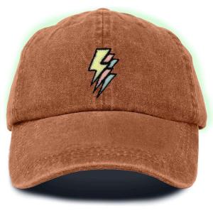 imageDALIX Lightning Embroidered Bolt Dad Hat Cotton Baseball Cap Adjustable MensWashed Orange