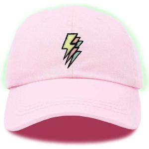 imageDALIX Lightning Embroidered Bolt Dad Hat Cotton Baseball Cap Adjustable MensWashed Pink
