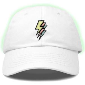 imageDALIX Lightning Embroidered Bolt Dad Hat Cotton Baseball Cap Adjustable MensWhite