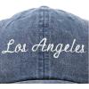 imageDALIX Los Angeles Embroidered Cotton Dad Cap Summer LA Baseball HatWashed Navy Blue