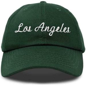 imageDALIX Los Angeles Embroidered Cotton Dad Cap Summer LA Baseball HatDark Green