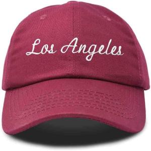 imageDALIX Los Angeles Embroidered Cotton Dad Cap Summer LA Baseball HatMaroon